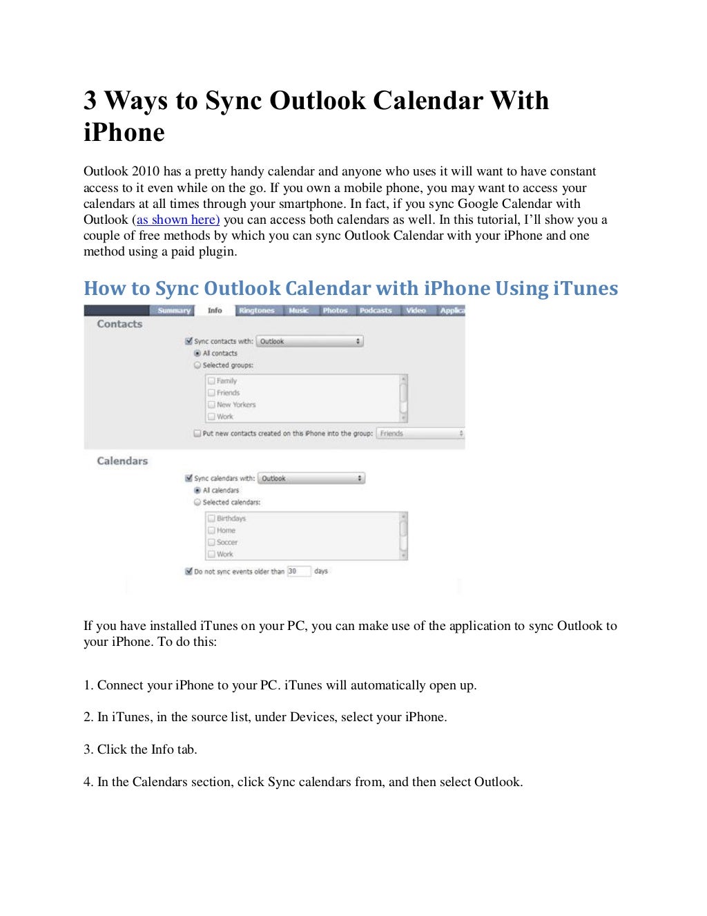 outlook shared calendar not showing up on iphone