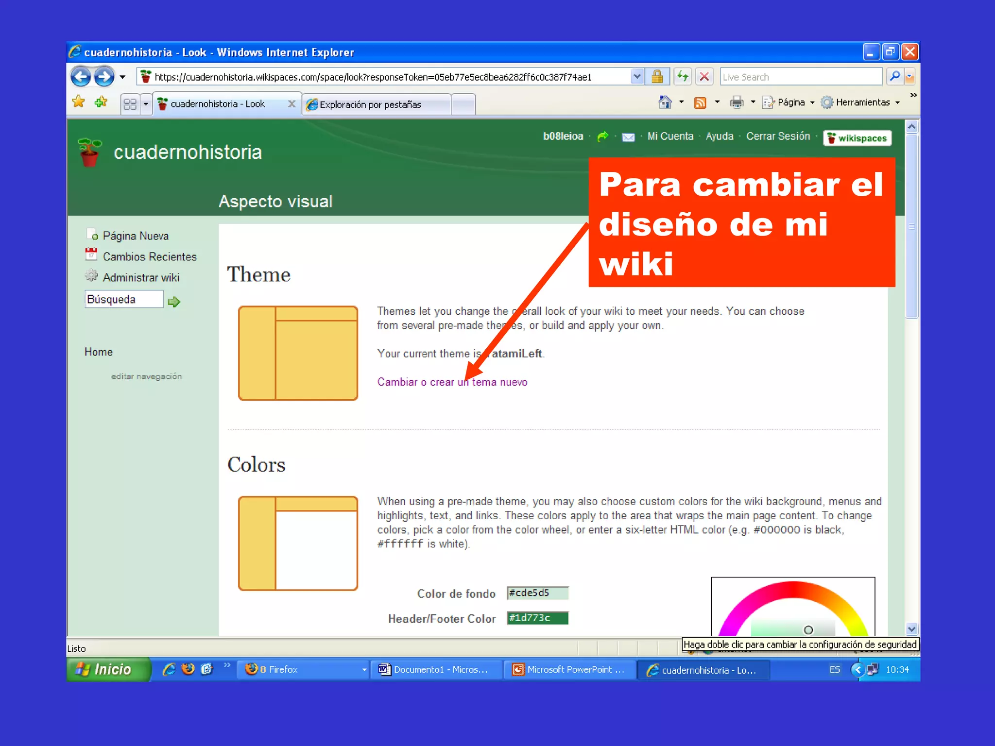 Para cambiar el diseño de mi wiki 