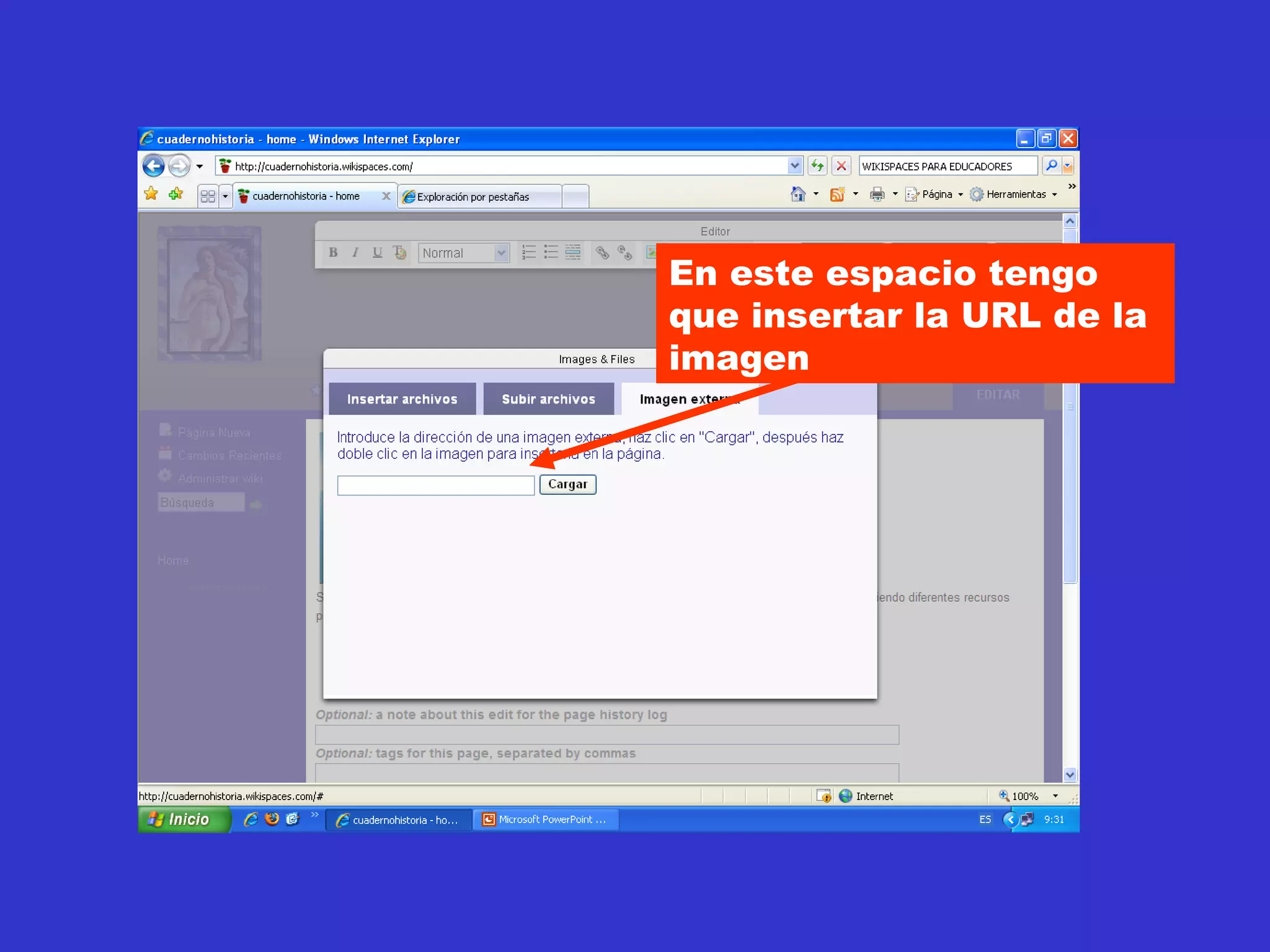En este espacio tengo que insertar la URL de la imagen 