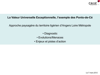 La Valeur Universelle Exceptionnelle, l’exemple des Ponts-de-Cé

 Approche paysagère du territoire ligérien d’Angers Loire...