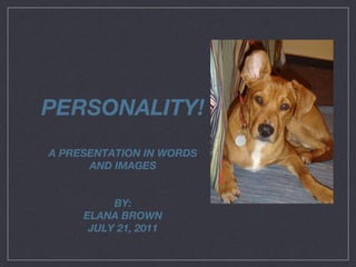 PERSONALITY! A PRESENTATION IN WORDS AND IMAGES BY: ELANA BROWN JULY 21, 2011 