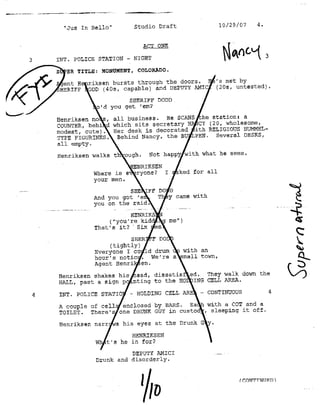 Supernatural 3.12 Jus in Bello Casting Sides for Nancy 10pgs