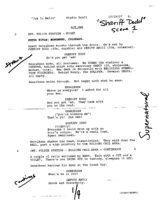 Supernatural 3.12 Jus in Bello Casting Sides for Sheriff Dodd 9pgs