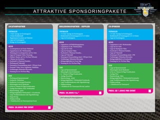 LOCATIONPARTNER
EVENTMAGAZIN
• 1-Seite Anzeige im Eventmagazin
• 2 Seiten Redaktionell
• Regattaname/Location auf Titelseite
• Logo im Eventmagazin
• Beilage im Eventmagazin
MEDIEN
• Locationpräsenz auf Team-Polohemd
• Logopräsenz in div. Werbemedien
• Nennung als Locationpartner auf 3x1-Seite
• Logo im Vorspann Video+Nennung
• Exklusiv-Banner auf 3x1-ProTour-Webseite
• 1 Banner im Newsletter
• Facebook/G+/Pinterest/Youtube...
• Werbung auf Videotafel
• Nennung in Pressemeldung mind. 1 PM pro Event
• Presenter Video: News, Ergebnisse, Meldeliste
• Verlinkungen Webseiten/Microsites
• Nennung im 3x1-ProTour-Blog
EVENT
• Werbung auf Sponsorenwand
• Sachpreise Teilnehmer
• Sachpreise Gewinnspiel Besucher
• Bekanntgabe durch Moderator
• je bis zu 3 Banner & Flags Eventlocation
• Auslage Broschüren, Flyer, Werbemittel
• Bojenwerbung - gross
• Beilagemöglichkeit Werbemittel 1-3 Eventtasche
(zzgl. Produktionskosten oder Eigenlieferung)
• Siegerehrung
• Displaywerbung
• 1 Modellyachten im Charterpool pro Event
PREIS: 20.000! PRO EVENT
BEKLEIDUNGSPARTNER - SUPPLIER
EVENTMAGAZIN
• 1/2-Seite Anzeige im Eventmagazin
• Redaktionell im Eventmagazin (1/2-1/1-Seite)
• Logo im Eventmagazin
MEDIEN
• Logopräsenz auf Bekleidungspaketen
• Logopräsenz in div. Werbemedien
• Logo auf 3x1-Seite
• Logo im Vorspann Video
• Facebook/G+/Pinterest/Youtube...
• Logo auf Videotafel
• Nennung in Pressemeldung mind. 1 PM pro Event
• Verlinkungen Webseiten/Microsites
• Beilagemöglichkeit in Event-Bag
• Nennung im 3x1-ProTour-Blog
EVENT
• Logo auf Sponsorenwand
• Bekanntgabe durch Moderator
• je 1 Banner & Flags Eventlocation
• Auslage Broschüre
• Bojenwerbung - mittel
• Beilagemöglichkeit 1 Werbemittel Eventtasche
• (zzgl. Produktionskosten oder Eigenlieferung)
• Displaywerbung
• 1 Modellyacht im Charterpool für die Laufzeit
PREIS: 50.000! P.A.*
* oder Lieferung im Warengegenwert
CO-SPONSOR
EVENTMAGAZIN
• 1/4-Seite Anzeige im Eventmagazin
• Redaktionell im Eventmagazin (1/4-1/2-Seite)
• Logo im Eventmagazin
MEDIEN
• Logopräsenz in div. Werbemedien
• Logo auf 3x1-Seite
• Logo im Nachspann Video
• Facebook/G+/Pinterest/Youtube...
• Logo auf Videotafel
• Nennung in Pressemeldung mind. 1 PM
• Verlinkungen Webseiten/Microsites
• Beilagemöglichkeit in Eventtasche
• Nennung im 3x1-ProTour-Blog
EVENT
• Logo auf Sponsorenwand
• Bekanntgabe durch Moderator
• je bis zu 1 Banner & Flags Eventlocation
• Auslage Flyer
• Bojenwerbung - klein
• Beilagemöglichkeit 1 Werbemittel Eventtasche
(zzgl. Produktionskosten oder Eigenlieferung)
• Displaywerbung
• 1 Modellyacht im Charterpool
PREIS: AB 1.000! PRO EVENT
MEDIA - PREISE & BESTELLFORMULAR
ATTRAKTIVE SPONSORINGPAKETE
 