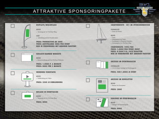 DISPLAYS/BEACHFLAGS
MEDIEN
• Nennung im 3x1-ProTour-Blog
EVENT
• Aufstellung auf der Eventlocation
PREIS: PRODUKTION AB 200!
PREIS: AUFSTELLUNG 300! PRO EVENT
NUR IN VERBINDUNG MIT ANDEREN PAKETEN!
CHARTERBOOTE - 3X1 IM SPONSORENDESIGN
EVENTMAGAZIN
• Fotos der Boote
MEDIEN
• Fotos
• Präsentation im Video
• Facebook/G+/Pinterest/Youtube...
• Nennung im 3x1-ProTour-Blog
CHARTERRATE: 150!/TAG
PREIS: 1.000! PRO EVENT/BOOT
PREIS: 8.500! P.A./ALLE REGATTEN
NUR IN VERBINDUNG MIT ANDEREN PAKETEN!
ANZEIGE IM EVENTMAGAZIN
EVENTMAGAZIN
• 1/4-1/1-Seite Anzeige im Eventmagazin
PREIS: 500-1.800! JE EVENT
ANZEIGE IM NEWSLETTER
MEDIEN
• Banner im Newsletter
PREIS: 200!
EINLEGER IM EVENTMAGAZIN
MEDIEN
• Einleger im Eventmagazin
PREIS: 800!
BEILAGE IN EVENTTASCHE
MEDIEN
• Nennung im 3x1-ProTour-Blog
PREIS: 800!
WERBUNG VIDEOTAFEL
MEDIEN
• Einblendung im Video
PREIS: 250! JE EINBLENDUNG
EXKLUSIV-BANNER WEBSEITE
MEDIEN
• Bannerwerbung auf 3x1-ProTour Webseite
PREIS: 1.500! P. 6 MONATE
PREIS: 800! FÜR 3 MONATE
MEDIA - PREISE & BESTELLFORMULAR
BAUSTEINE
TITEL
ATTRAKTIVE SPONSORINGPAKETE
 
