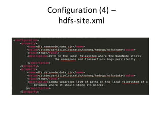 Configuration (4) –
hdfs-site.xml
 