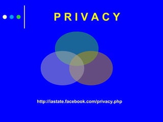 P R I V A C Y
http://iastate.facebook.com/privacy.php
 