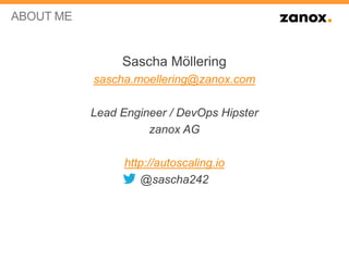 Sascha Möllering
sascha.moellering@zanox.com
Lead Engineer / DevOps Hipster
zanox AG
http://autoscaling.io
@sascha242
ABOUT ME
 