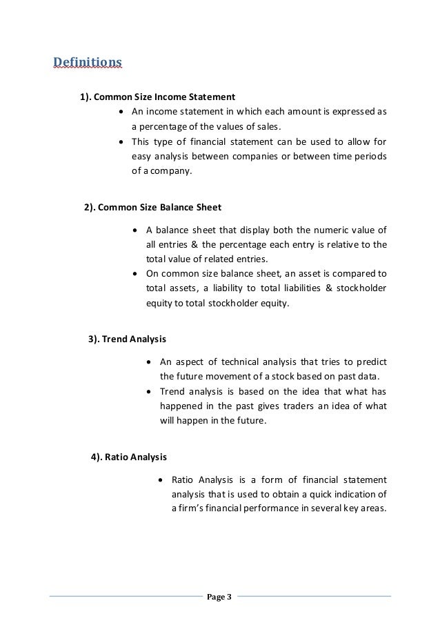 3 years comparative ratio trend analysis and common size statement o