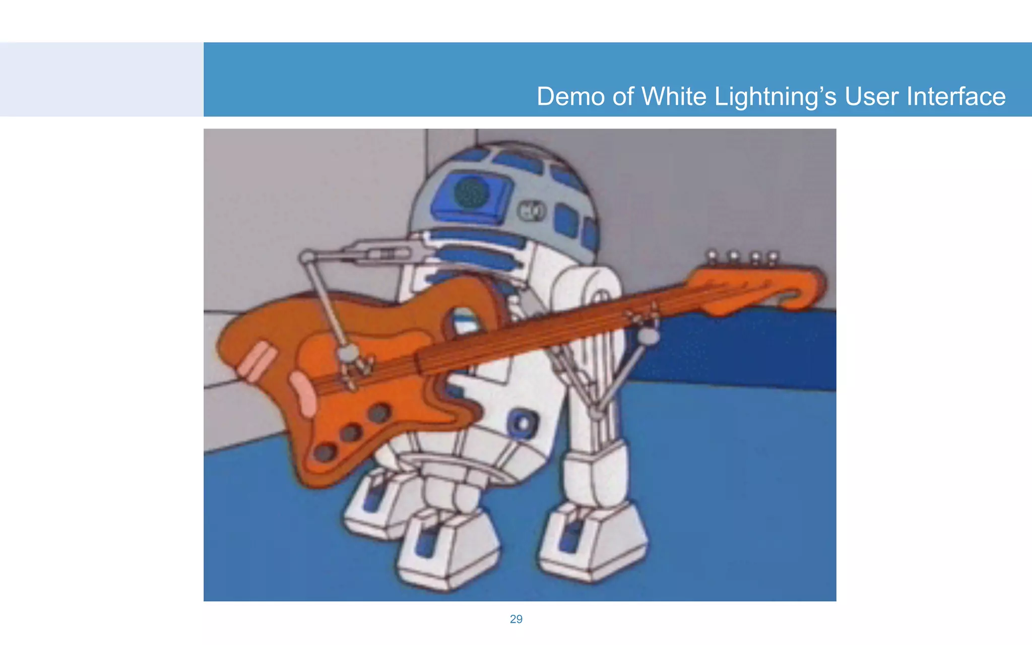 Demo of White Lightning’s User Interface 
29 
 