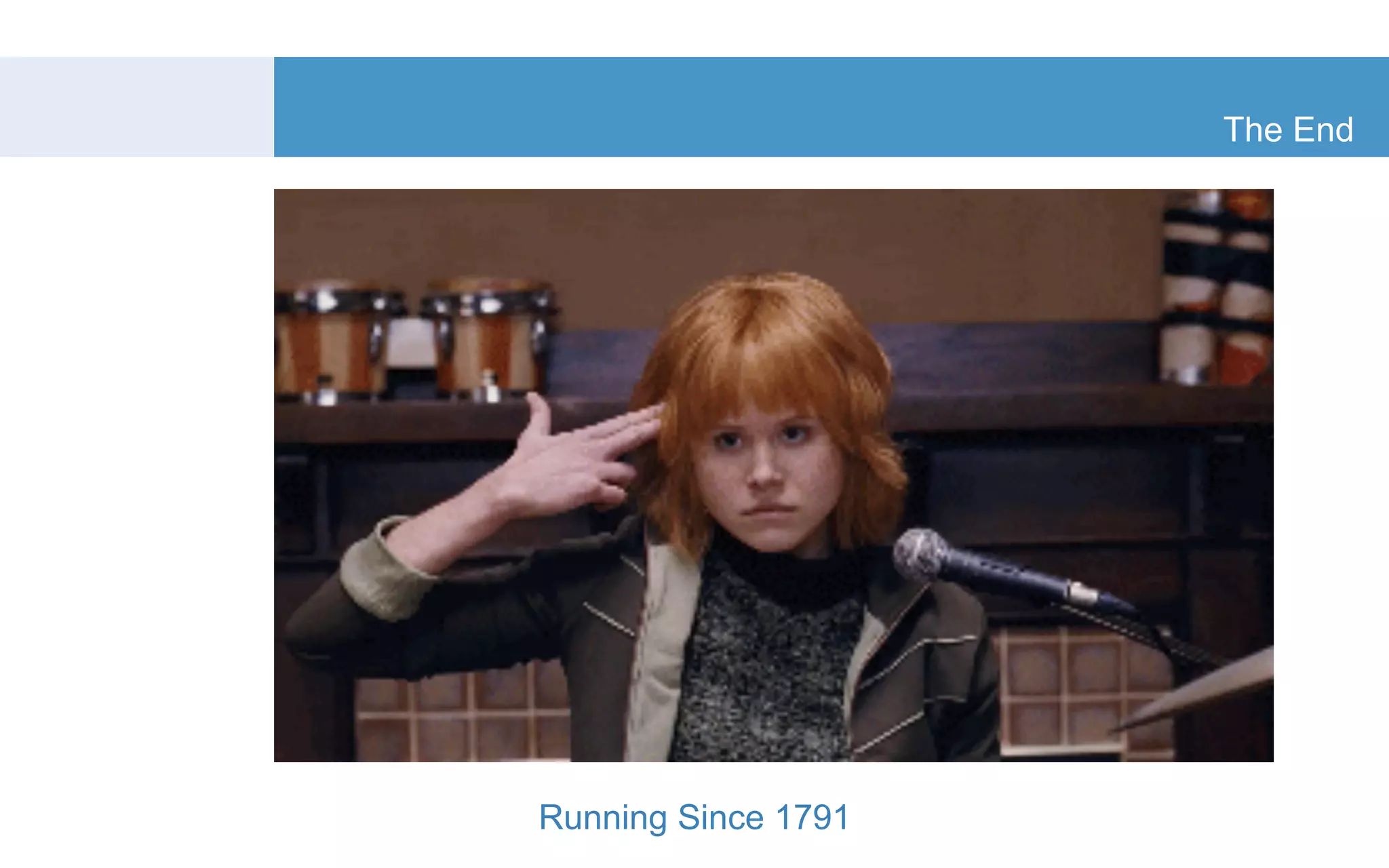 The End 
Running Since 1791 
 