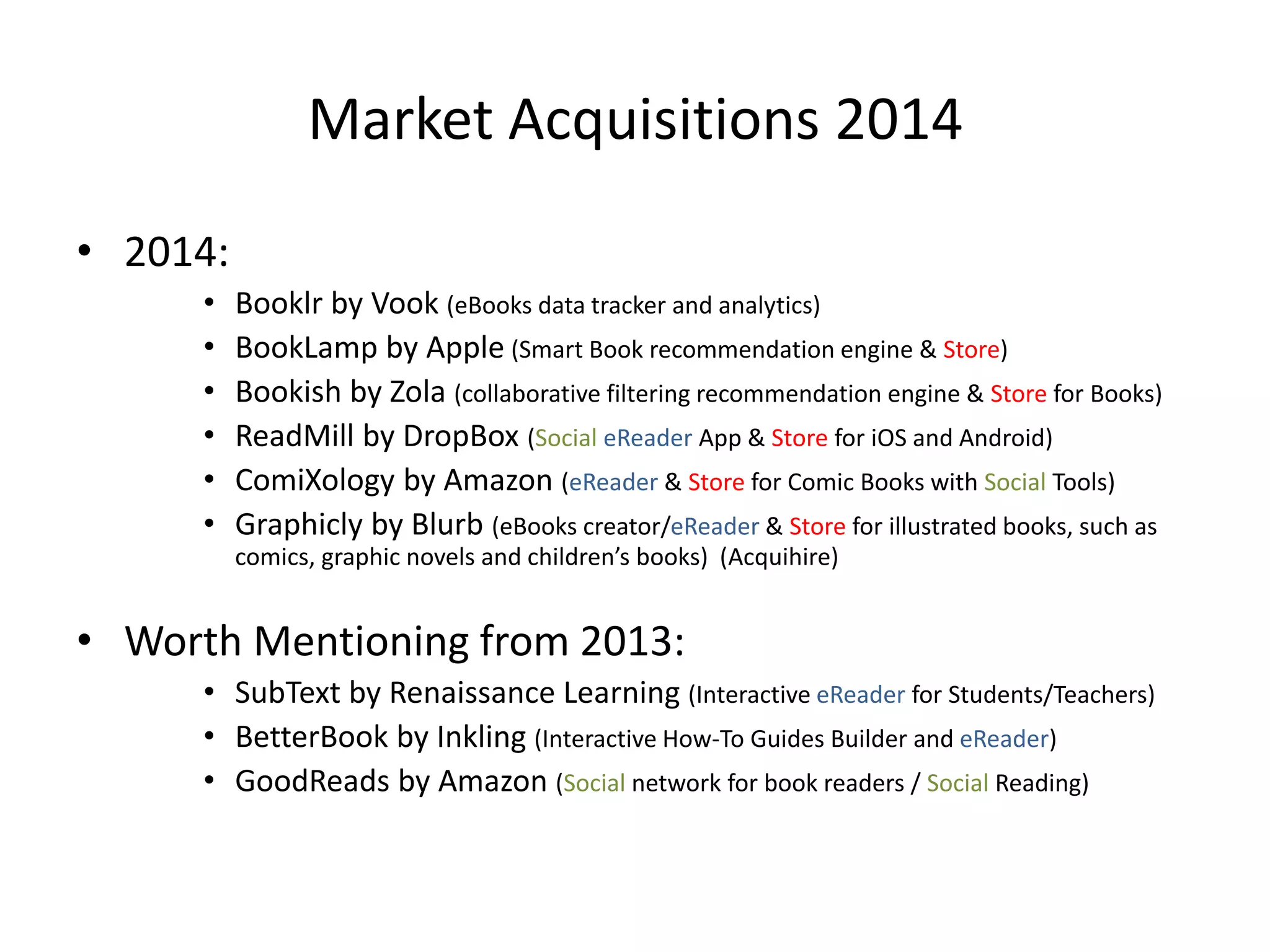 Solution
• We’re simplifying the book reading experience through creative
visuals.
• We’re enabling people to get this new experience on the go
(Mobile), and share the reading experience with others (Social
Reading).
• We’re creating a new disruptive navigation experience for books
based on visuals (mindmaps, infographs, material cards,
diagrams, sketches, etc… )
• We’re redesigning books to become:
– Dynamic: (animated, zoomable, expandable, clickable, with rich media)
– Interactive: (2-way communication, Authors and Readers can
communicate via )
– Social: (Readers can read together live, discuss topics on the spot, share
quotes and comments)
– Analytical: (for the first time, books will have analytics just like websites
and apps)
 