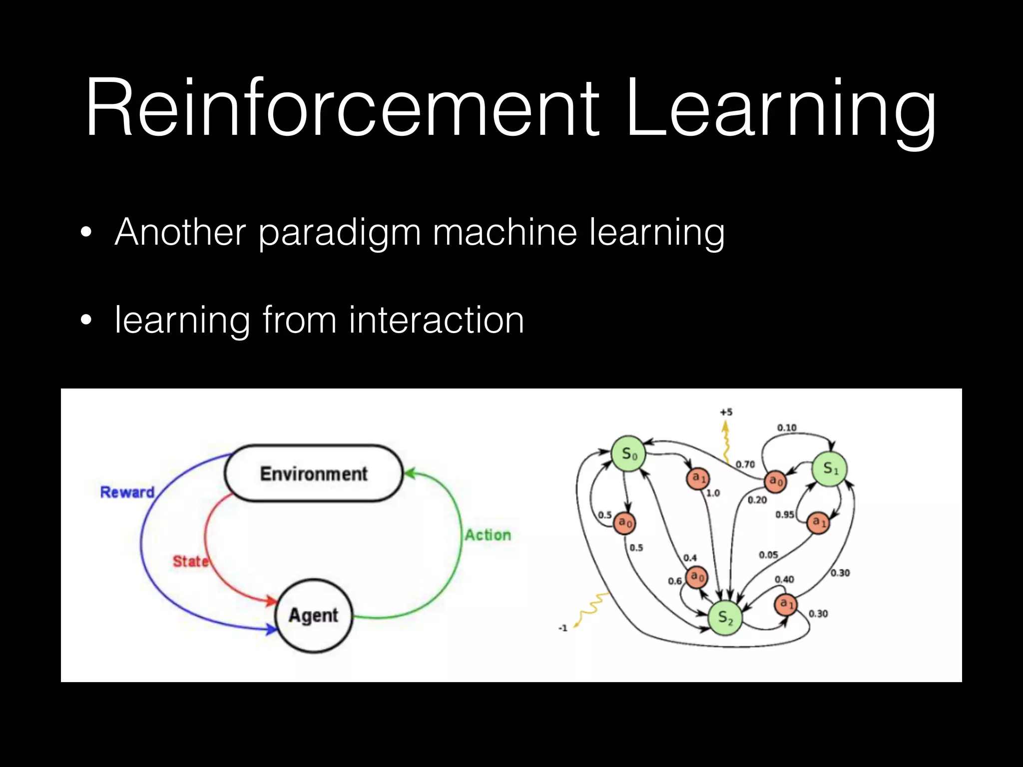 Reinforcement Learning
• Another paradigm machine learning
• learning from interaction
 