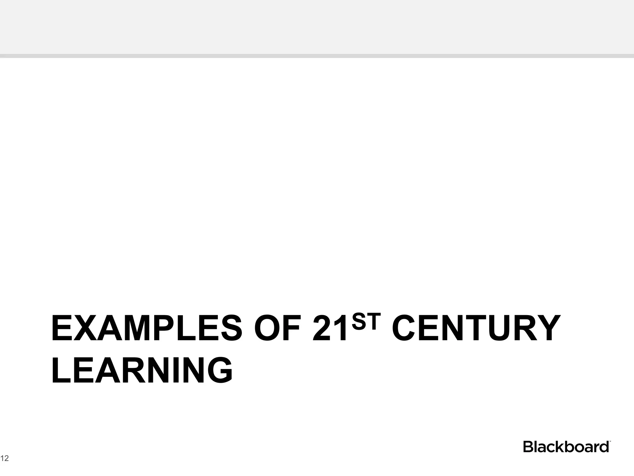 EXAMPLES OF 21ST CENTURY
LEARNING
12
 