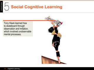 Social Cognitive Learning
5.5 Cognitive Learning
Tony Hawk learned how
to skateboard through
observation and imitation,
which involved unobservable
mental processes.
 