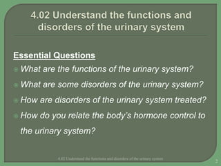 Functions and Disorders of Urinary System | PPTX
