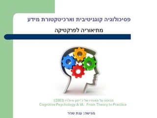 מבוסס על מאמרו של ג ' ייסון ווית ' רו  (2003): Cognitive Psychology & IA:  From Theory to Practice  פסיכולוגיה קוגניטיבית וארכיטקטורת מידע  מתיאוריה לפרקטיקה מגישה :  ענת שניר 