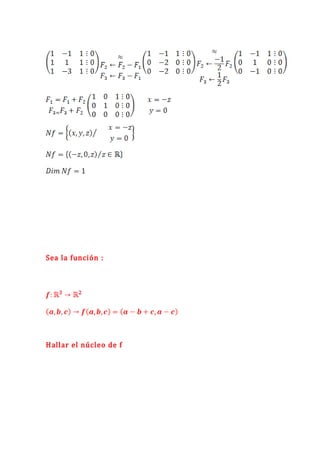 Sea la función :




Hallar el núcleo de f
 