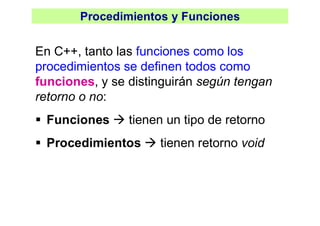 Explicacion de como usar e implementar funciones en c++ | PDF