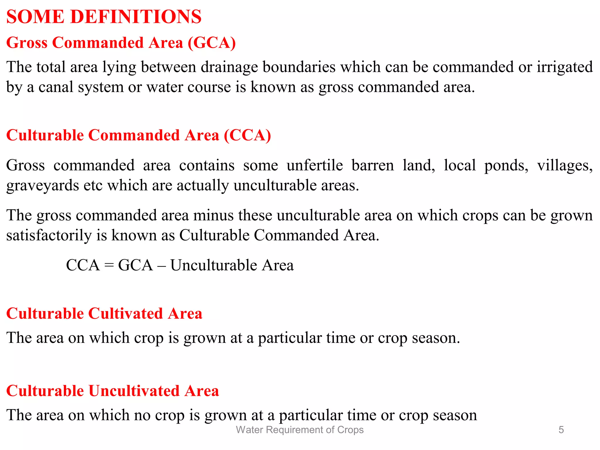 Water requirements of crops | PPT