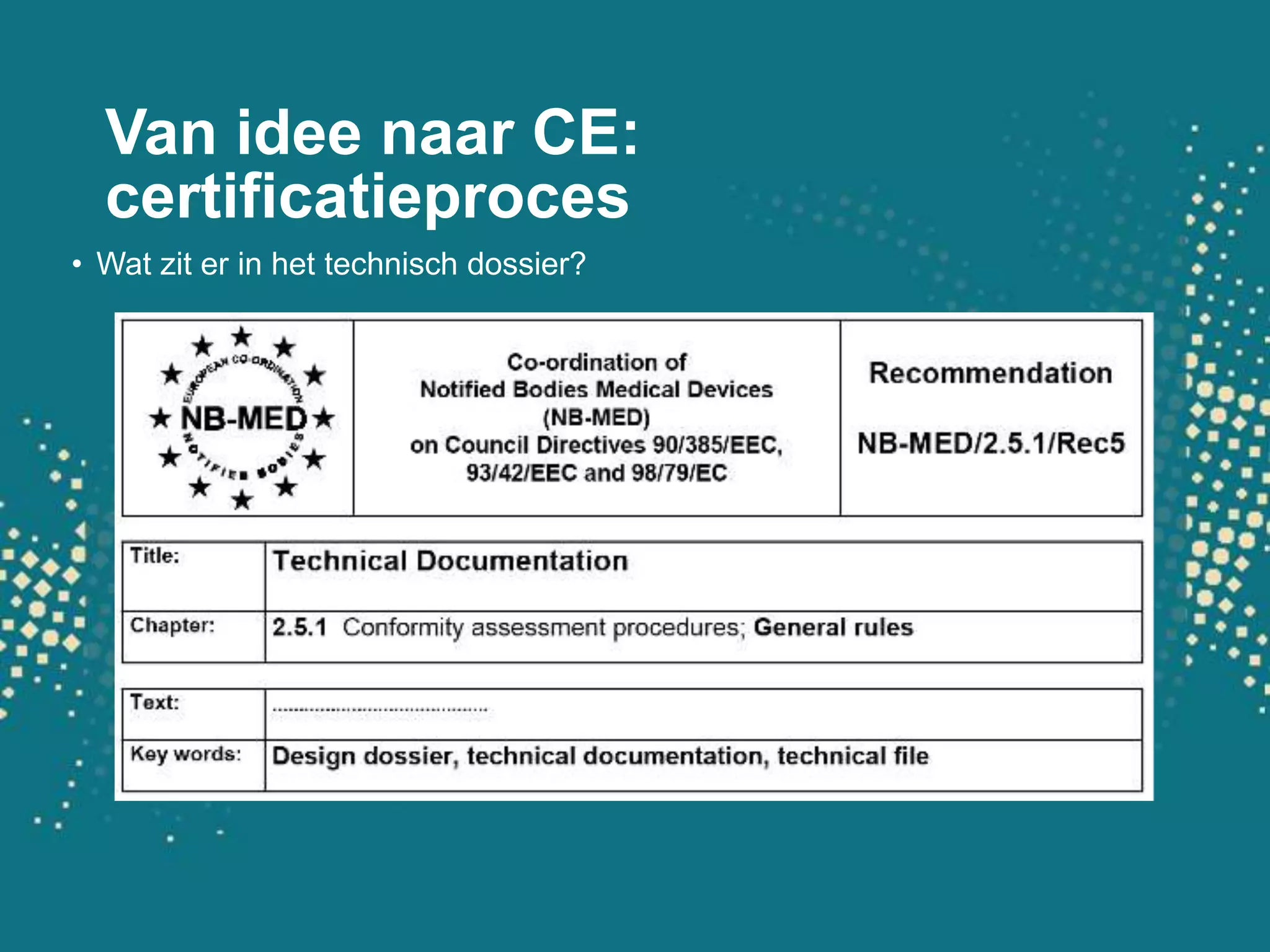 Van ideenaar CE: certificatieprocesWat zit er in het technisch dossier?