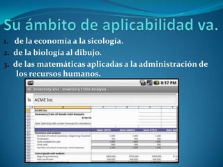 1. de la economía a la sicología.
2. de la biología al dibujo.
3. de las matemáticas aplicadas a la administración de
    los recursos humanos.
 