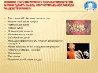 ЧТо нужно знать решаясь на пирсинг!    Прокалывание мягких тканей полости рта может стать причиной появления ряда осложнений:Инфицирование раны патогенными микроорганизмами;Покраснение  из-за повышенного притока крови к языку;Боль, отек из-за увеличивающегося  потока жидкостиНе исключается вероятность продолжительного кровотечения из—за повреждений сосудов, аллергические реакции на используемые в украшении материалы, потеря  вкусовой чувствительности языка, утрата его подвижности или онемение, покраснение мягких тканей, постоянное  травмирование  десны.     Помимо того, не исключена:Вероятность стирания, разрушения зубных пломб;Сложности при употреблении пищи, жевании; 