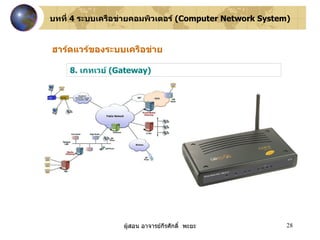 บทที่  4  ระบบเครือข่ายคอมพิวเตอร์  ( Computer Network System ) ฮาร์ดแวร์ของระบบเครือข่าย 8.  เกทเวย์  ( Gateway ) 