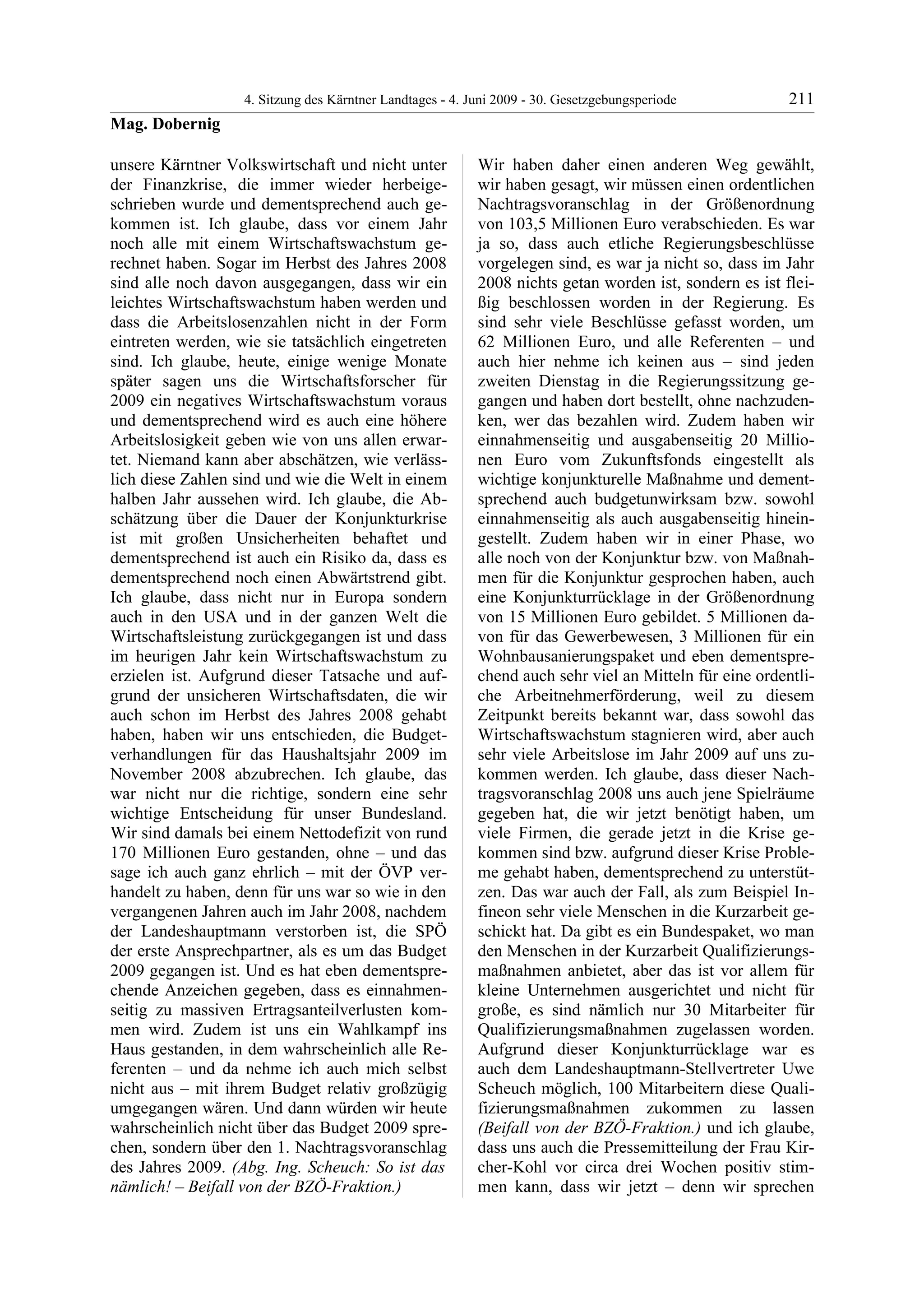 4. LTG-Sitzung am 4. Juni 2009