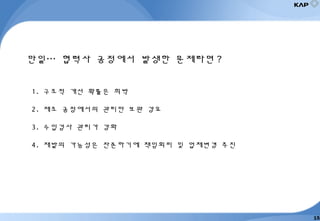 만일… 협력사 공정에서 발생한 문제라면 ?
1. 구조적 개선 확률은 희박
2. 제조 공정에서의 관리만 보완 강요
3. 수입검사 관리가 강화
4. 재발의 가능성은 잔존하기에 책임회피 및 업체변경 추진
15
 