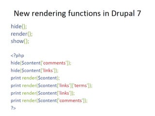 Архитектурные отличия тем для Drupal 7 от Drupal 6. Краткий обзор RDFa и работы с рендер массивами.