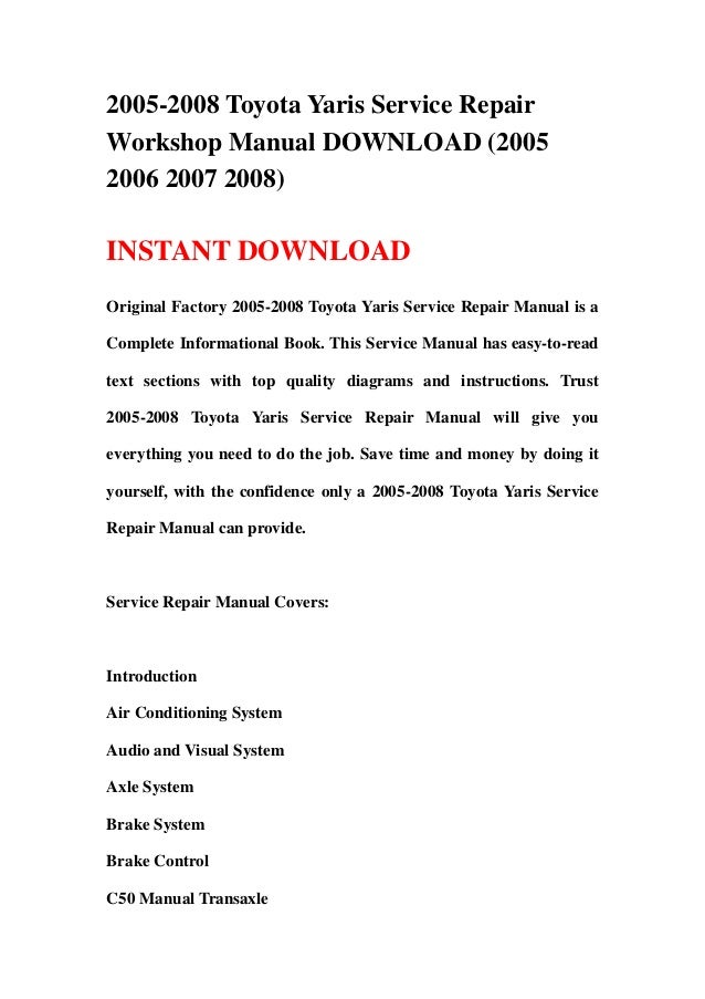 2005-2008 toyota yaris service repair workshop manual download (2005 … 2005-2008 toyota yaris service repair workshop manual download (2005 …, Wiring diagram