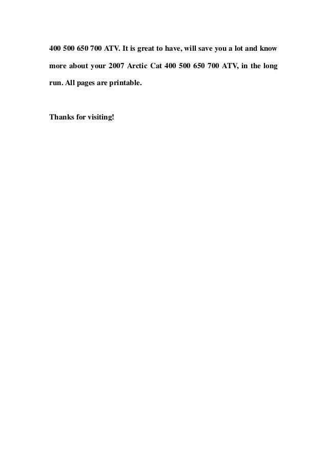 2007 arctic cat 400 500 650 700 atv service repair workshop manual do