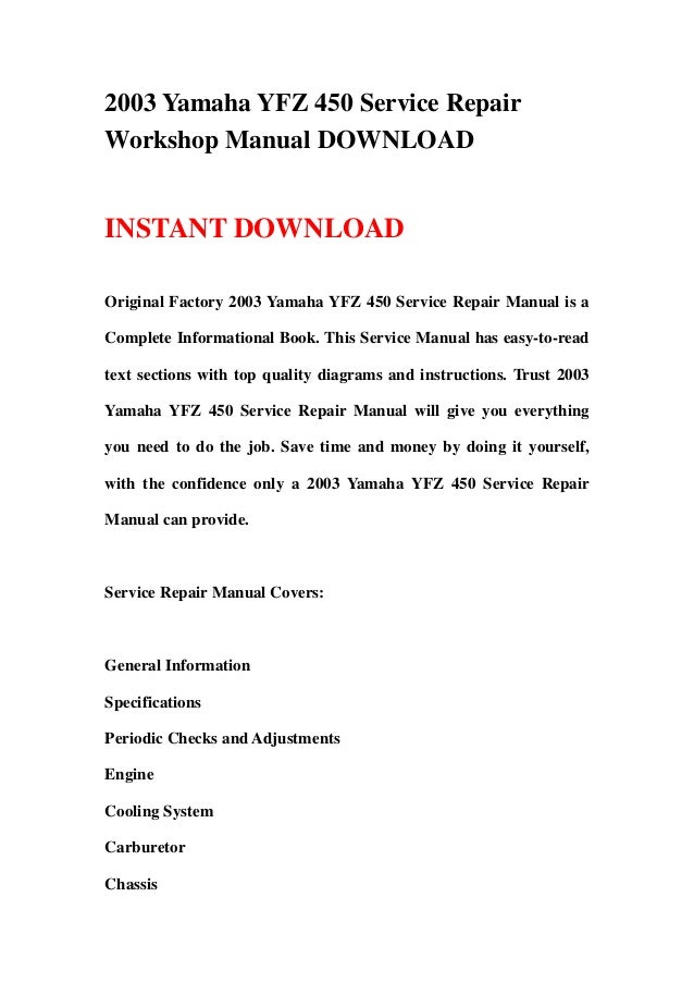 Yfz 450 Service Manual Download