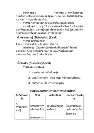 (Elaboration 5




     (Evaluation) 5


     1.

     2.                (Mind map)

     3.




1.    --



      -                             50
 