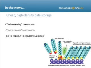 • “Self-assembly” технология
До 10 Терабит на квадратный дюйм
 