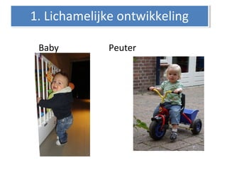 Baby Peuter
1. Lichamelijke ontwikkeling1. Lichamelijke ontwikkeling
 