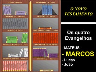 O NOVO
TESTAMENTO
Os quatro
Evangelhos
- MATEUS
- MARCOS
- Lucas
- João
 