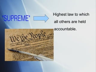 Highest law to which
all others are held
accountable.

 