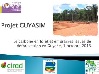 Le carbone en forêt et en prairies issues de
déforestation en Guyane, 1 octobre 2013

 