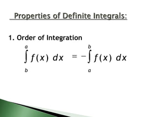 1. Order of Integration
a

b

f(x) dx
b

f(x) dx
a

 