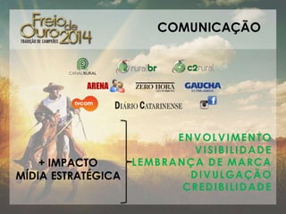 COMUNICAÇÃO

+ IMPACTO
MÍDIA ESTRATÉGICA

E N V O L V I ME N T O
VISIBILIDADE
L E MB R A N Ç A D E MA R C A
DIVULGAÇÃO
CREDIBILIDADE

 