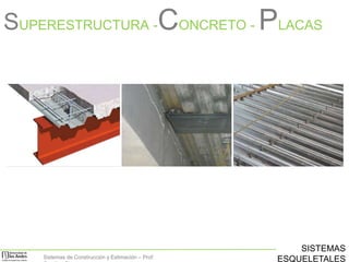 SUPERESTRUCTURA -CONCRETO - PLACAS

Sistemas de Construcción y Estimación – Prof:

SISTEMAS
ESQUELETALES

 