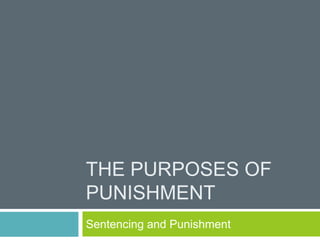 THE PURPOSES OF
PUNISHMENT
Sentencing and Punishment
 