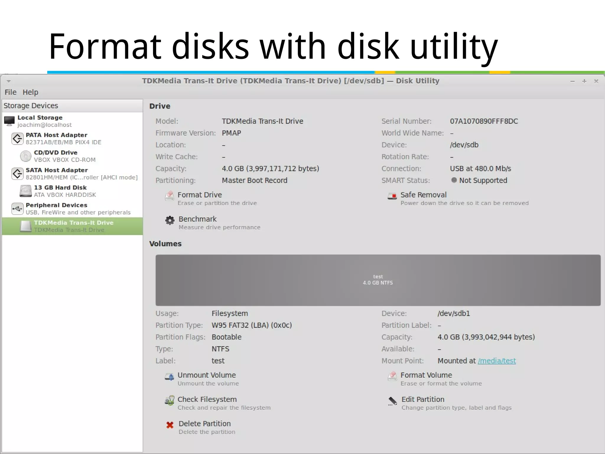 32 of 46
Format disks with disk utility
 