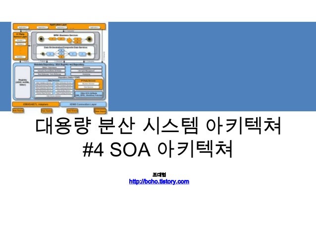 대용량 분산 시스템 아키텍쳐
#4 SOA 아키텍쳐
조대협
http://bcho.tistory.com
 