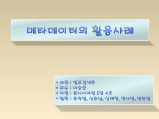 메타데이터 활용 사례