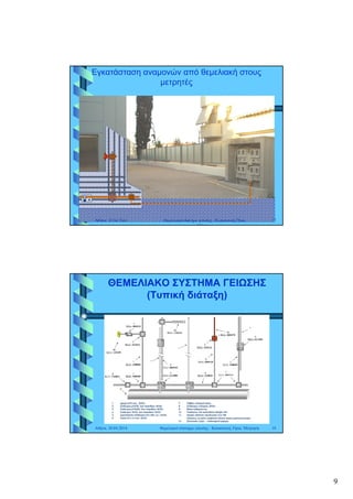 9
Εγκατάσταση αναμονών από θεμελιακή στους
μετρητές
Αθήνα, 30.04.2014 17Θεμελιακό σύστημα γείωσης - Κατασκευή, Όρια,
Μέτρηση
ΘΕΜΕΛΙΑΚΟ ΣΥΣΤΗΜΑ ΓΕΙΩΣΗΣΘΕΜΕΛΙΑΚΟ ΣΥΣΤΗΜΑ ΓΕΙΩΣΗΣ
(Τυπική διάταξη)(Τυπική διάταξη)
Αθήνα, 30.04.2014 Θεμελιακό σύστημα γείωσης - Κατασκευή, Όρια, Μέτρηση 18
 