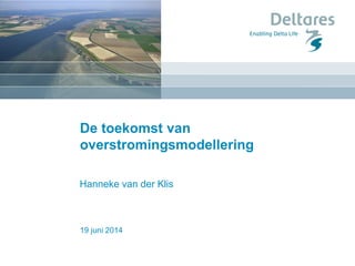 19 juni 2014
De toekomst van
overstromingsmodellering
Hanneke van der Klis
 