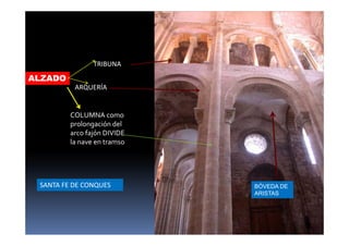 ALZADO
ARQUERÍA
TRIBUNA
BÓVEDA DE
ARISTAS
SANTA FE DE CONQUES
COLUMNA como
prolongación del
arco fajón DIVIDE
la nave en tramso
 